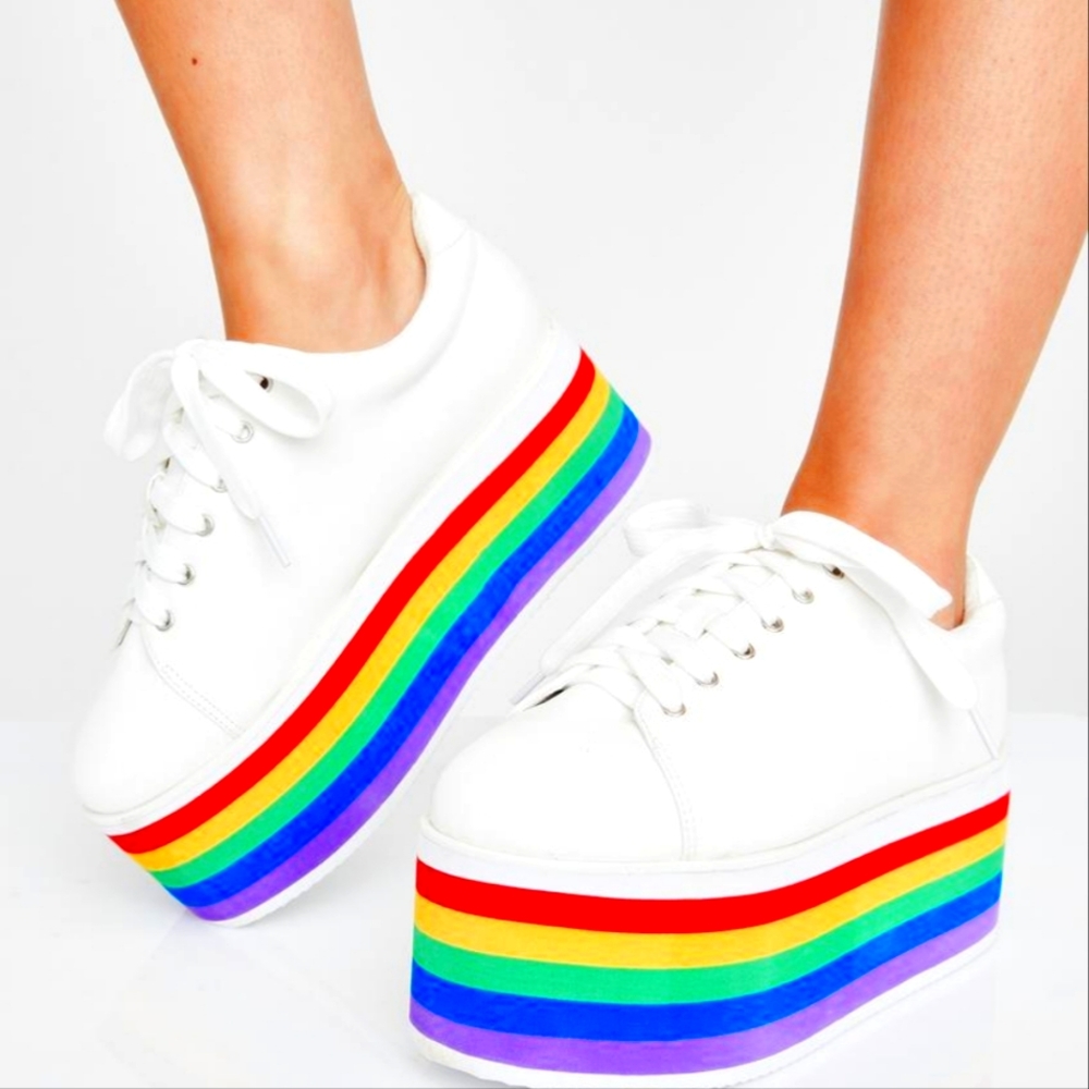 Rainbow platform sneakers